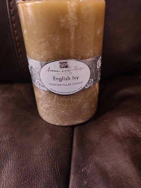 Home Interiors Other - Home Interiors English Ivy Scented Pillar Candle - Olive/Tan